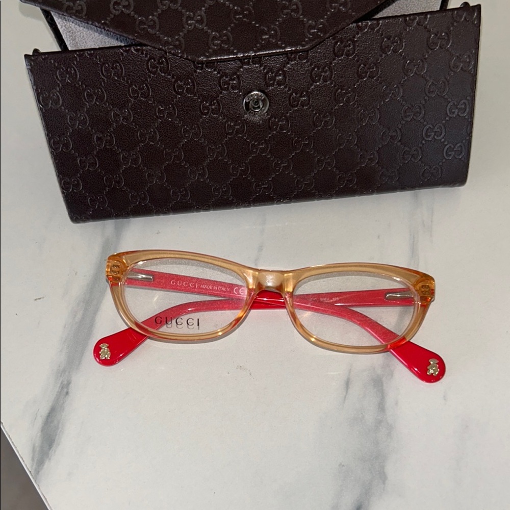 Gucci Red and Gold Cat-Eye Glasses